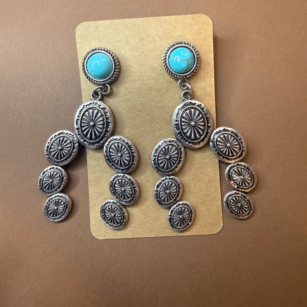🩵BUNDLE AND SAVE 🩵(3/$16) Turquoise Stone Silver-Tone Dangle Earrings